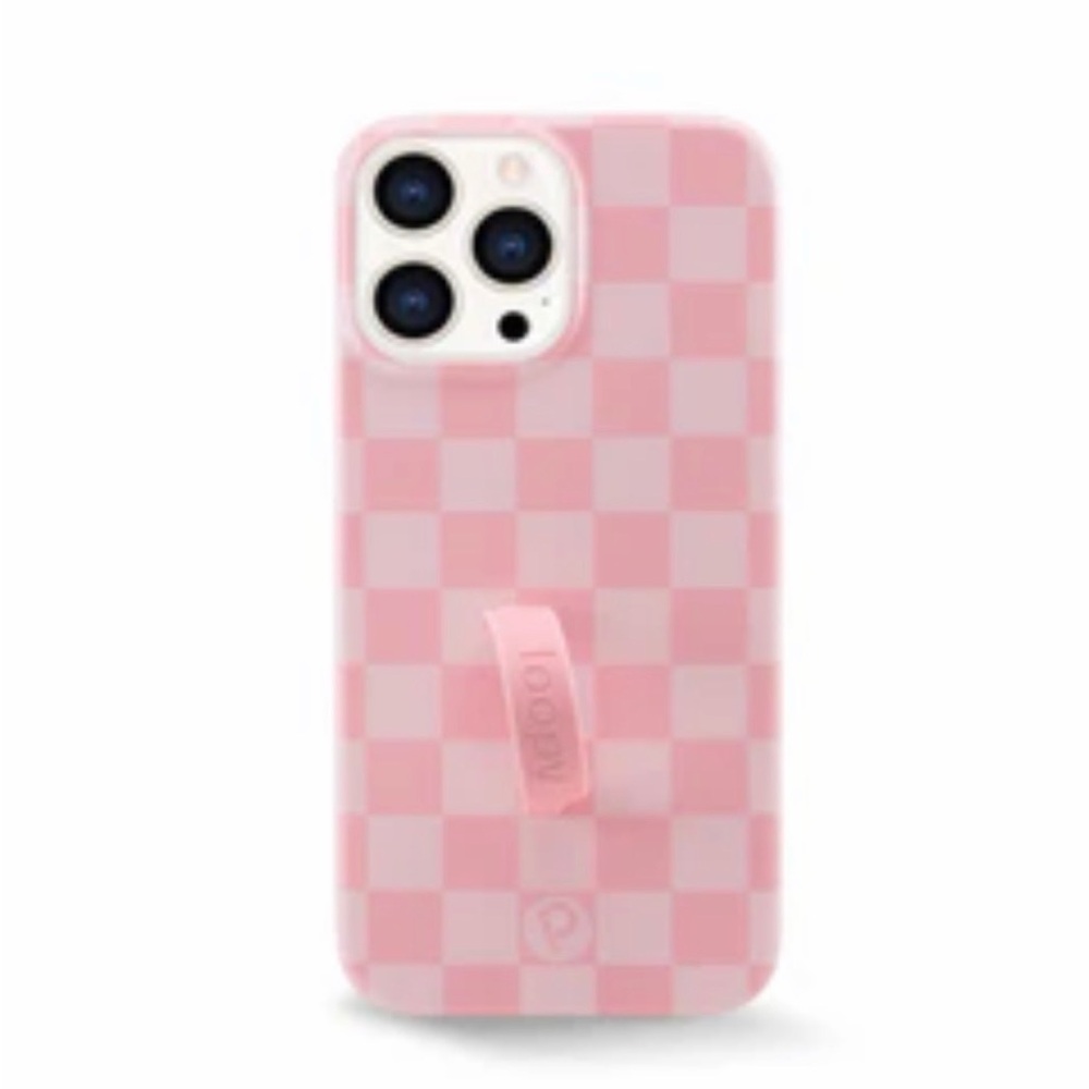 Loopy Case Pink Checkered Grip Phone Case - Used in Great condition